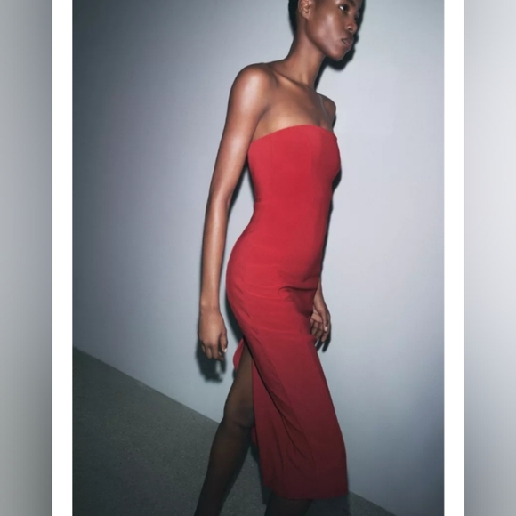 Zara Strapless Crepe Dress - Picture 3 of 7
